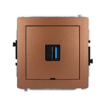 Mechanizm gniazda pojedynczego USB A-A 3.0, bez pola opisowego Karlik seria DECO 9DGUSBBO-5 kolor brązowy metalik