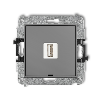 Mechanizm ładowarki USB pojedynczej USB A, 10W max., 5V, 2A, bez pola opisowego Karlik seria ICON 27ICUSBBO-3 kolor szary mat