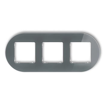 Ramka uniwersalna potrójna okrągła - efekt szkła ramka: grafitowa spód: biały Karlik seria ICON 28-0-IRSO-3 kolor grafitowy