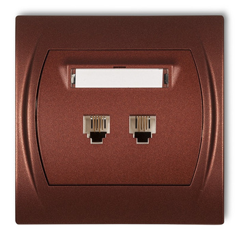 Gniazdo telefoniczne podwójne 2xRJ11, 4-stykowy Karlik seria LOGO 9LGT-2 kolor brązowy metalik