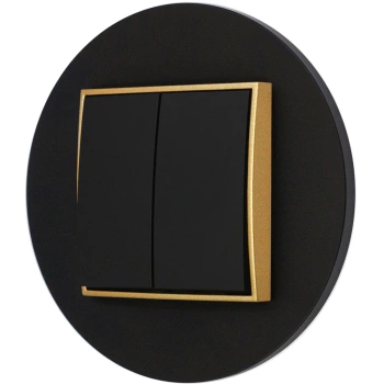 Włącznik podwójny z ramką okrągłą seria MINI kolor czarny złoty