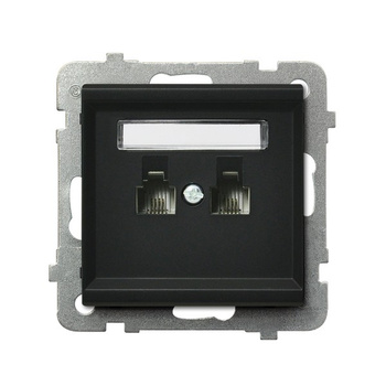 Gniazdo telefoniczne podwójne niezależne seria SONATA kolor Czarny metalik symbol GPT-2RN/m/33