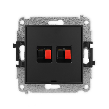 Mechanizm gniazda głośnikowego podwójnego, bez pola opisowego Karlik seria ICON 12IGGBO-2 kolor czarny mat