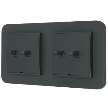 Dwa włączniki podwójne w stylu USA ramka zaokrąglona seria Mini kolor grafitowy mat