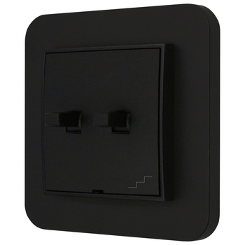 Włącznik schodowy podwójny w stylu USA ramka zaokrąglona seria Mini kolor czarny mat