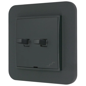 Włącznik schodowy podwójny w stylu USA ramka zaokrąglona seria Mini kolor grafitowy mat