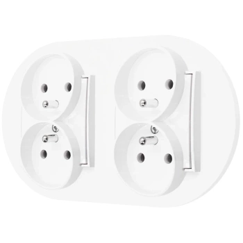 Dwa gniazda podwójne z ramką okrągłą seria MINI kolor biały