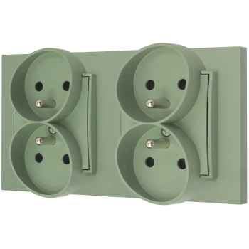 Dwa gniazda podwójne z ramką prostą seria MINI kolor szałwiowy