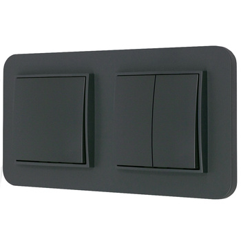 Dwa włączniki pojedynczy i podwójny z ramką zaokrągloną seria MINI kolor grafitowy mat
