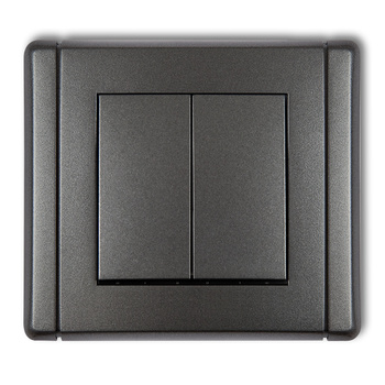 Łącznik jednobiegunowy ze schodowym bez piktogramów, osobne zasilanie Karlik seria FLEXI 11FWP-10.21 kolor grafitowy