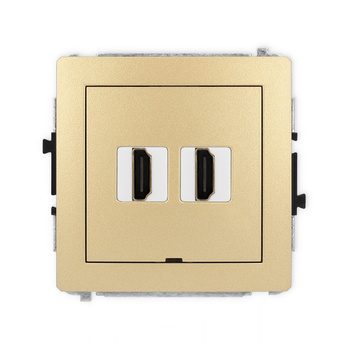 Mechanizm gniazda podwójnego HDMI 2.0, 4K, bez pola opisowego Karlik seria DECO 29DHDMIBO-4 kolor złoty