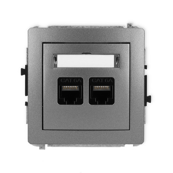 Mechanizm gniazda komputerowego podwójnego 2xRJ45, kat. 6A, 8-stykowy Karlik seria DECO 11DGK-8 kolor grafitowy