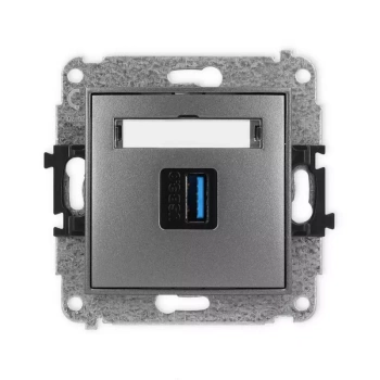 Mechanizm gniazda pojedynczego USB A-A 3.0 Karlik seria MINI 11MGUSB-5 kolor grafitowy