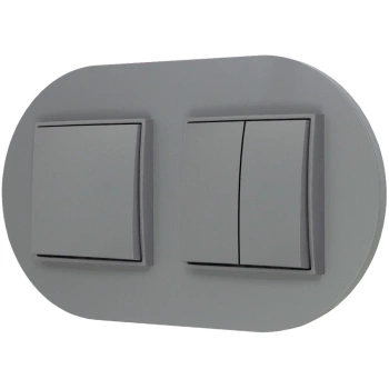 Dwa włączniki pojedynczy i podwójny z ramką okrągłą seria MINI kolor szary mat