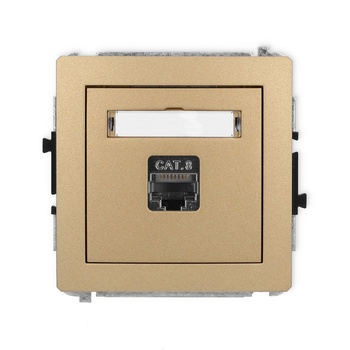 Mechanizm gniazda komputerowego pojedynczego 1xRJ45, kat. 8, ekranowany, 8-stykowy Karlik seria DECO 8DGK-11 kolor złoty metalik