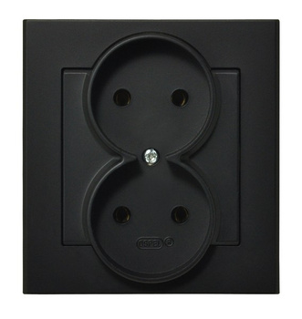 Gniazdo podwójne kompletne z ramką seria SONATA kolor Czarny metalik symbol GP-2R/33