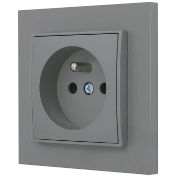 Gniazdo pojedyncze z ramką prostą seria MINI kolor szary mat