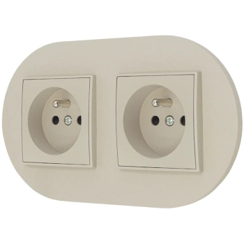 Dwa gniazda pojedyncze z ramką okrągłą seria MINI kolor taupe