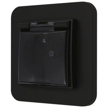 Gniazdo hermetyczne z ramką zaokrąglona seria MINI kolor czarny