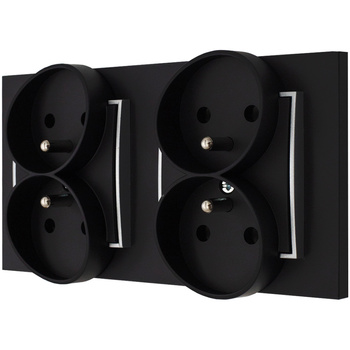 Dwa gniazda podwójne bezpieczne dla dzieci kolor czarny mat/srebrny 16
