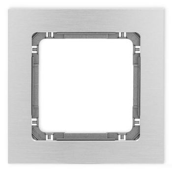 Ramka uniwersalna pojedyncza - aluminium szczotkowane ramka: srebrna; spód: grafitowy Karlik seria DECO 7-11-DRA-1 kolor srebrny