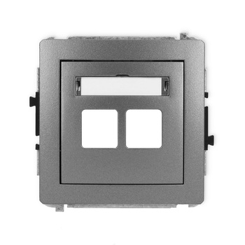 Mechanizm gniazda multimedialnego podwójnego bez modułu standard Keystone Karlik seria DECO 11DGM-2P kolor grafitowy