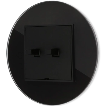Włącznik podwójny w stylu USA ramka okrągła efekt szkła seria ICON kolor czarny