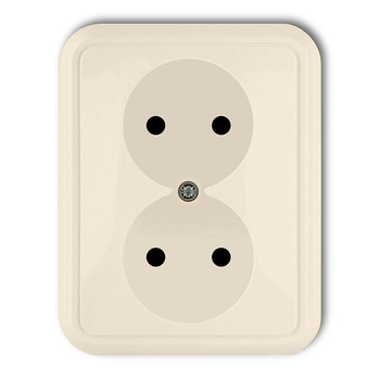 Gniazdo podwójne bez uziemienia 2x2P Karlik seria LIZA 1GPT-2 kolor beżowy
