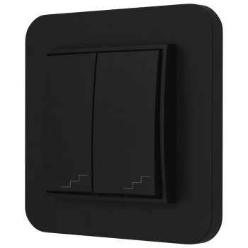 Włącznik schodowy podwójny z ramką zaokrągloną seria MINI kolor czarny
