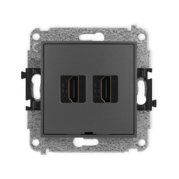 Mechanizm gniazda podwójnego HDMI 2.0, 4K, bez pola opisowego Karlik seria ICON 28IHDMIBO-4 kolor grafitowy mat
