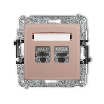 Mechanizm gniazda komputerowego podwójnego 2xRJ45, kat. 8, ekranowany, 8-stykowy Karlik seria MINI 62MGK-12 kolor łososiowy