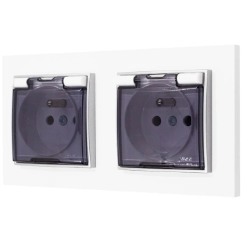 Dwa gniazda hermetyczne karlik mini kolor biały/srebrny 19