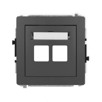 Mechanizm gniazda multimedialnego podwójnego bez modułu standard Keystone Karlik seria DECO 28DGM-2P kolor grafitowy mat