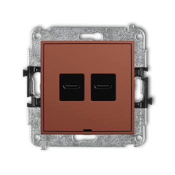 Mechanizm ładowarki USB podwójnej 2xUSB C, 20W max., bez pola opisowego Karlik seria ICON 63ICUSBBO-7 kolor terakota