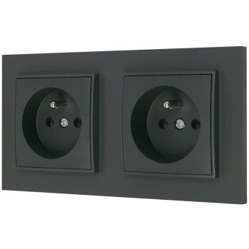 Dwa gniazda pojedyncze z ramką prostą seria MINI kolor grafitowy mat