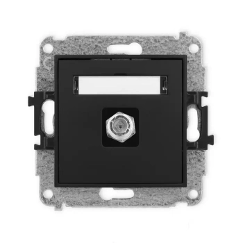 Mechanizm gniazda antenowego pojedynczego typu F SAT niklowany Karlik seria MINI 12MGF-1 kolor czarny mat