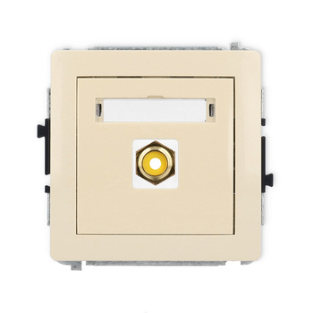 Mechanizm gniazda pojedynczego RCA typu cinch - żółty, pozłacany Karlik seria DECO 1DGRCA-1 kolor beżowy