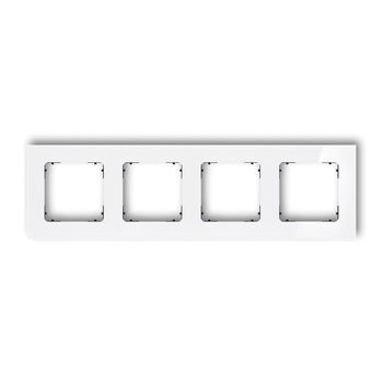 Ramka uniwersalna poczwórna kwadratowa - efekt szkła ramka: biała spód: czarny Karlik seria ICON 0-12-IRSK-4 kolor biały