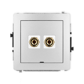 Mechanizm gniazda głośnikowego pojedynczego, bez pola opisowego typu banan - czerwony i czarny, pozłacany, 4 mm2, do lutowania Karlik seria DECO 7DGGBO-3 kolor srebrny metalik