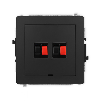 Mechanizm gniazda głośnikowego podwójnego, bez pola opisowego Karlik seria DECO 12DGGBO-2 kolor czarny mat