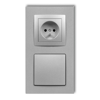 Gniazdo ssące odkurzacza centralnego z gniazdem pojedynczym z uziemieniem DECOvac Karlik seria DECO 7DGV-2 kolor srebrny metalik