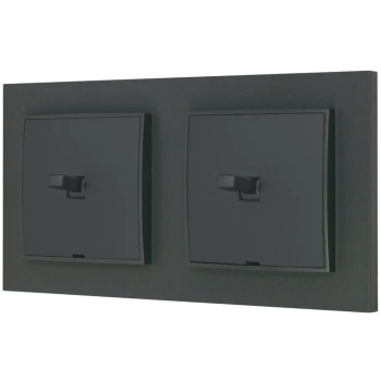 Dwa włączniki pojedyncze w stylu USA ramka kwadratowa seria Mini kolor grafitowy mat