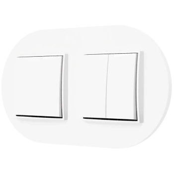 Dwa włączniki pojedynczy i podwójny z ramką okrągłą seria MINI kolor biały