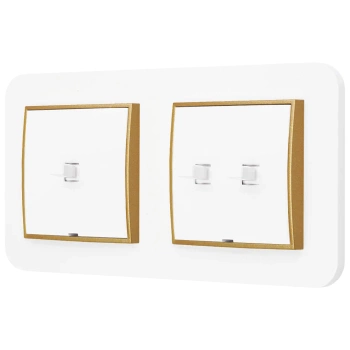 Włącznik pojedynczy i podwójny w stylu USA ramka zaokrąglona seria Mini kolor biały/złoty
