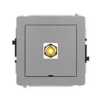 Mechanizm gniazda pojedynczego RCA, bez pola opisowego typu cinch - żółty, pozłacany Karlik seria DECO 27DGRCABO-1 kolor szary mat