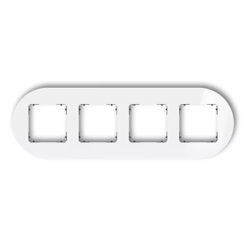 Ramka uniwersalna poczwórna okrągła - efekt szkła ramka: biała; spód: czarny Karlik seria ICON 0-12-IRSO-4 kolor biały