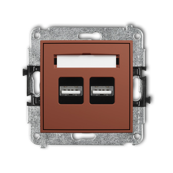 Mechanizm ładowarki USB podwójnej 2xUSB A, 15,5W max., 5V, 3.1A Karlik seria ICON 63ICUSB-6 kolor terakota