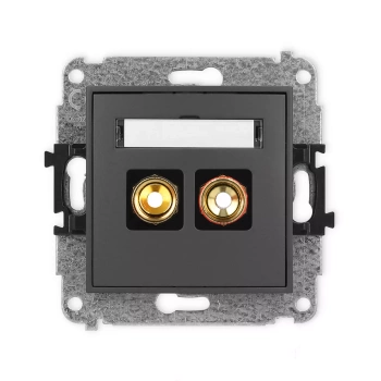 Mechanizm gniazda głośnikowego pojedynczego typu banan - czerwony i czarny, pozłacany, 4 mm2, skręcany Karlik seria ICON 28IGG-4 kolor grafitowy mat