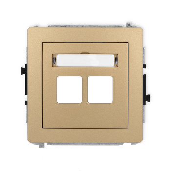 Mechanizm gniazda multimedialnego podwójnego bez modułu standard Keystone Karlik seria DECO 8DGM-2P kolor złoty metalik