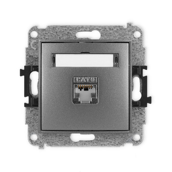 Mechanizm gniazda komputerowego pojedynczego 1xRJ45, kat. 6, ekranowany, 8-stykowy Karlik seria ICON 11IGK-5 kolor grafitowy